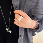 925 Sterling Silver Double Flying Bird Open Ring - floysun