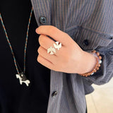 925 Sterling Silver Double Flying Bird Open Ring - floysun