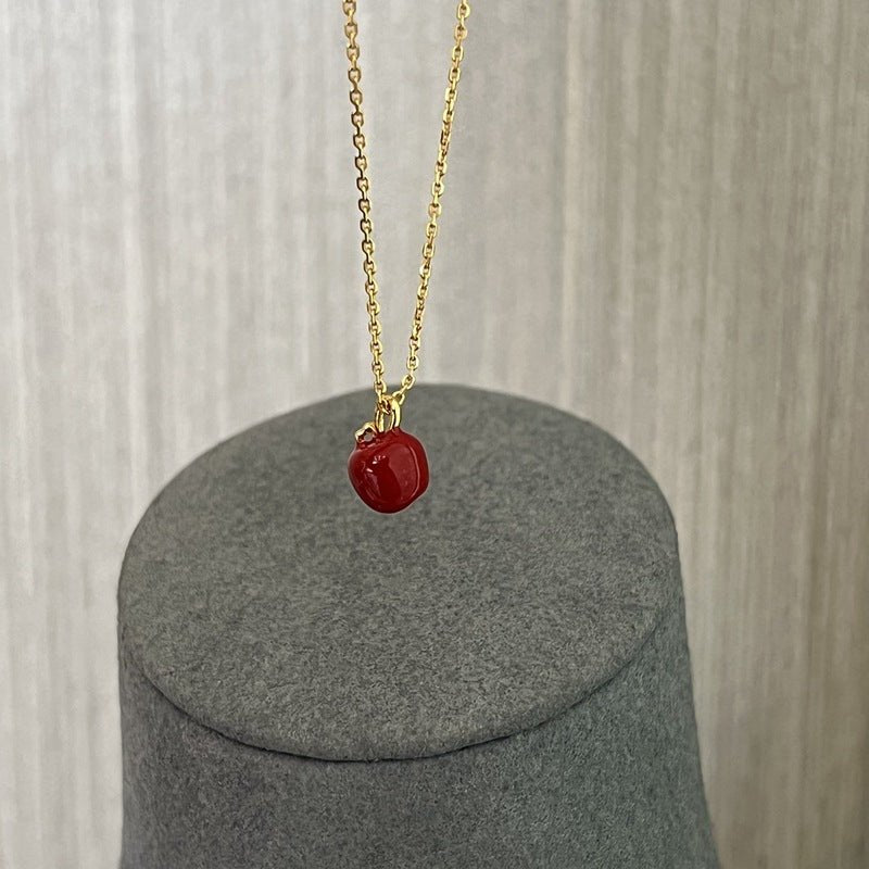 925 Sterling Silver Enamel Apple Pendant Necklace - floysun