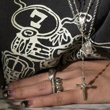 925 Sterling Silver Heart Cross Lariat Necklace - floysun