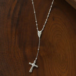 925 Sterling Silver Heart Cross Lariat Necklace - floysun