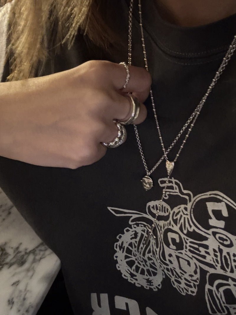 925 Sterling Silver Heart Cross Lariat Necklace - floysun