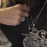 925 Sterling Silver Heart Cross Lariat Necklace - floysun