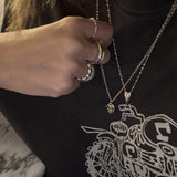 925 Sterling Silver Heart Cross Lariat Necklace - floysun