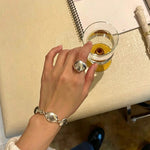 925 Sterling Silver High-Polish Sculptural Oval Signet Ring - floysun