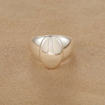 925 Sterling Silver High-Polish Sculptural Oval Signet Ring - floysun