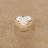 925 Sterling Silver High-Polish Sculptural Oval Signet Ring - floysun