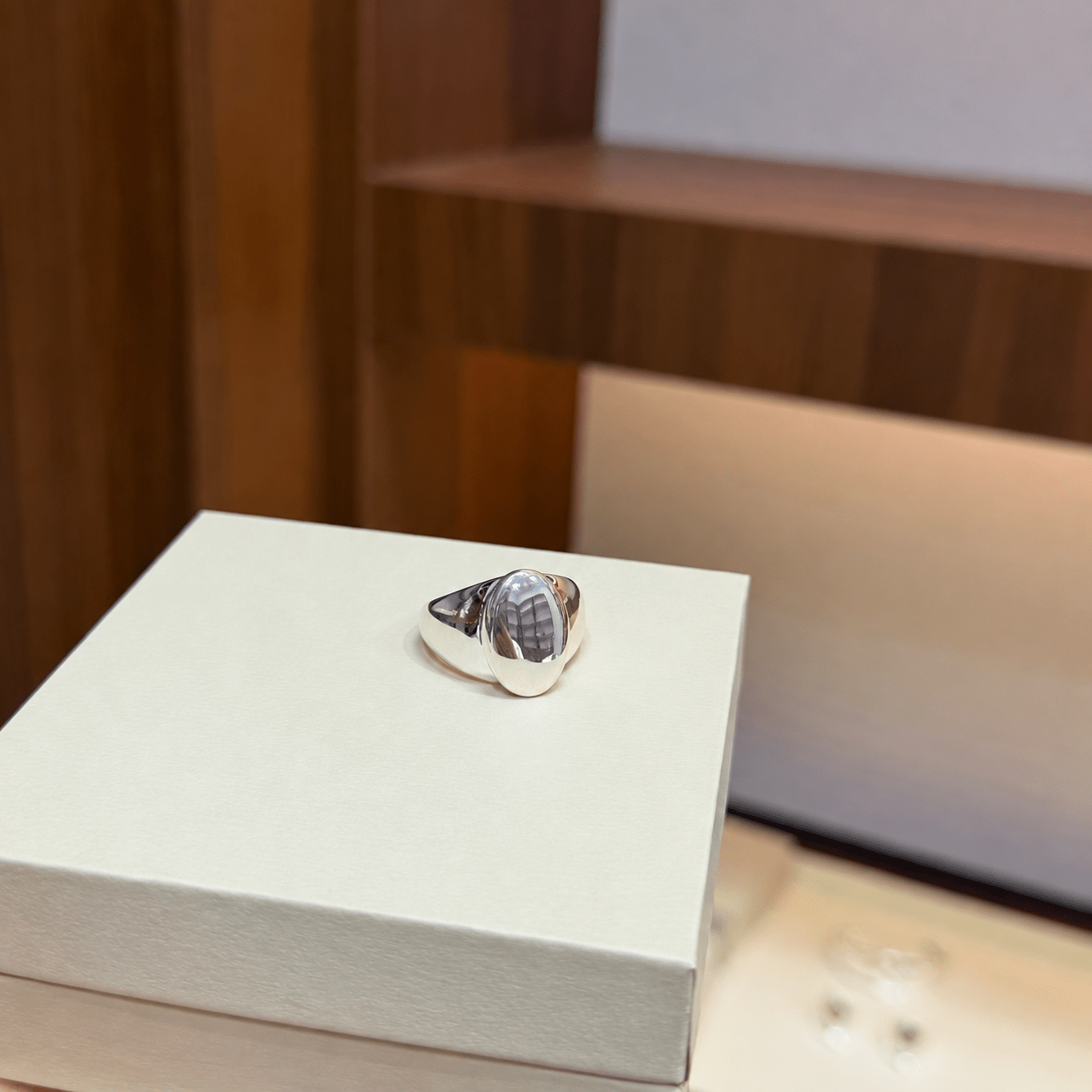 925 Sterling Silver High-Polish Sculptural Oval Signet Ring - floysun