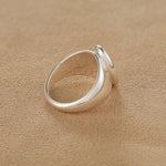925 Sterling Silver High-Polish Sculptural Oval Signet Ring - floysun