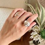 925 Sterling Silver High-Polish Sculptural Oval Signet Ring - floysun