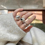 925 Sterling Silver High-Polish Sculptural Oval Signet Ring - floysun