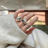 925 Sterling Silver High-Polish Sculptural Oval Signet Ring - floysun