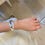925 Sterling Silver High-Polish Sculptural Wide Cuff Bracelet - floysun
