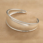 925 Sterling Silver High-Polish Sculptural Wide Cuff Bracelet - floysun