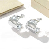 925 Sterling Silver High-Polish Sculptural Wide Hoop Earrings - floysun