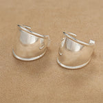 925 Sterling Silver High-Polish Sculptural Wide Hoop Earrings - floysun