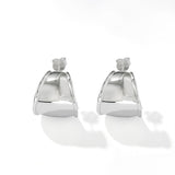 925 Sterling Silver High-Polish Sculptural Wide Hoop Earrings - floysun