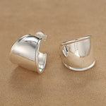925 Sterling Silver High-Polish Sculptural Wide Hoop Earrings - floysun