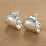 925 Sterling Silver High-Polish Sculptural Wide Hoop Earrings - floysun