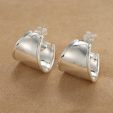 925 Sterling Silver High-Polish Sculptural Wide Hoop Earrings - floysun