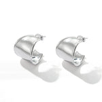 925 Sterling Silver High-Polish Sculptural Wide Hoop Earrings - floysun