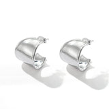 925 Sterling Silver High-Polish Sculptural Wide Hoop Earrings - floysun