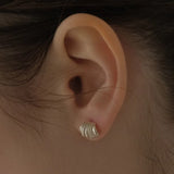 925 Sterling Silver Layered Round Shell Line Earrings - floysun