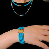 925 Sterling Silver Magnetic Turquoise Convertible Necklace & Bracelet - floysun