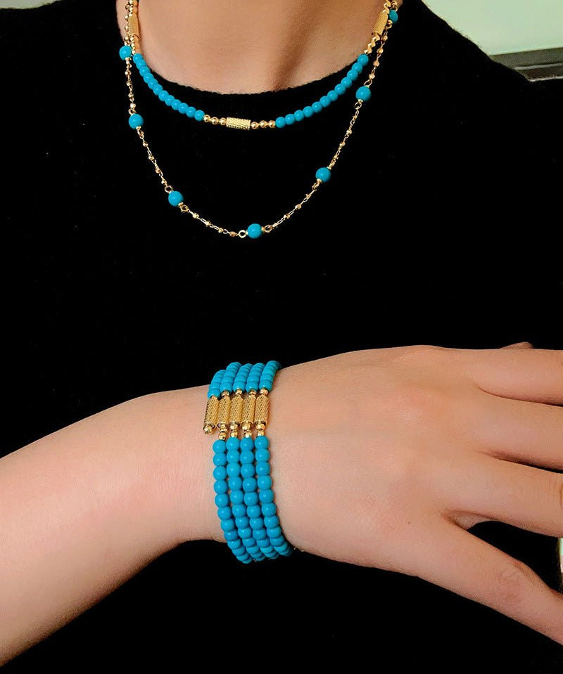 925 Sterling Silver Magnetic Turquoise Convertible Necklace & Bracelet - floysun