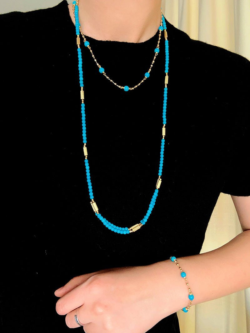 925 Sterling Silver Magnetic Turquoise Convertible Necklace & Bracelet - floysun