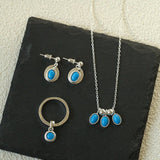 925 Sterling Silver Oval Turquoise Earrings - floysun