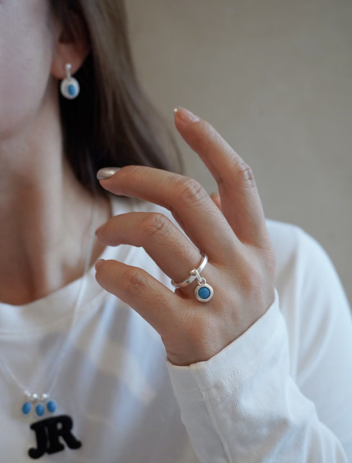 925 Sterling Silver Oval Turquoise Earrings - floysun