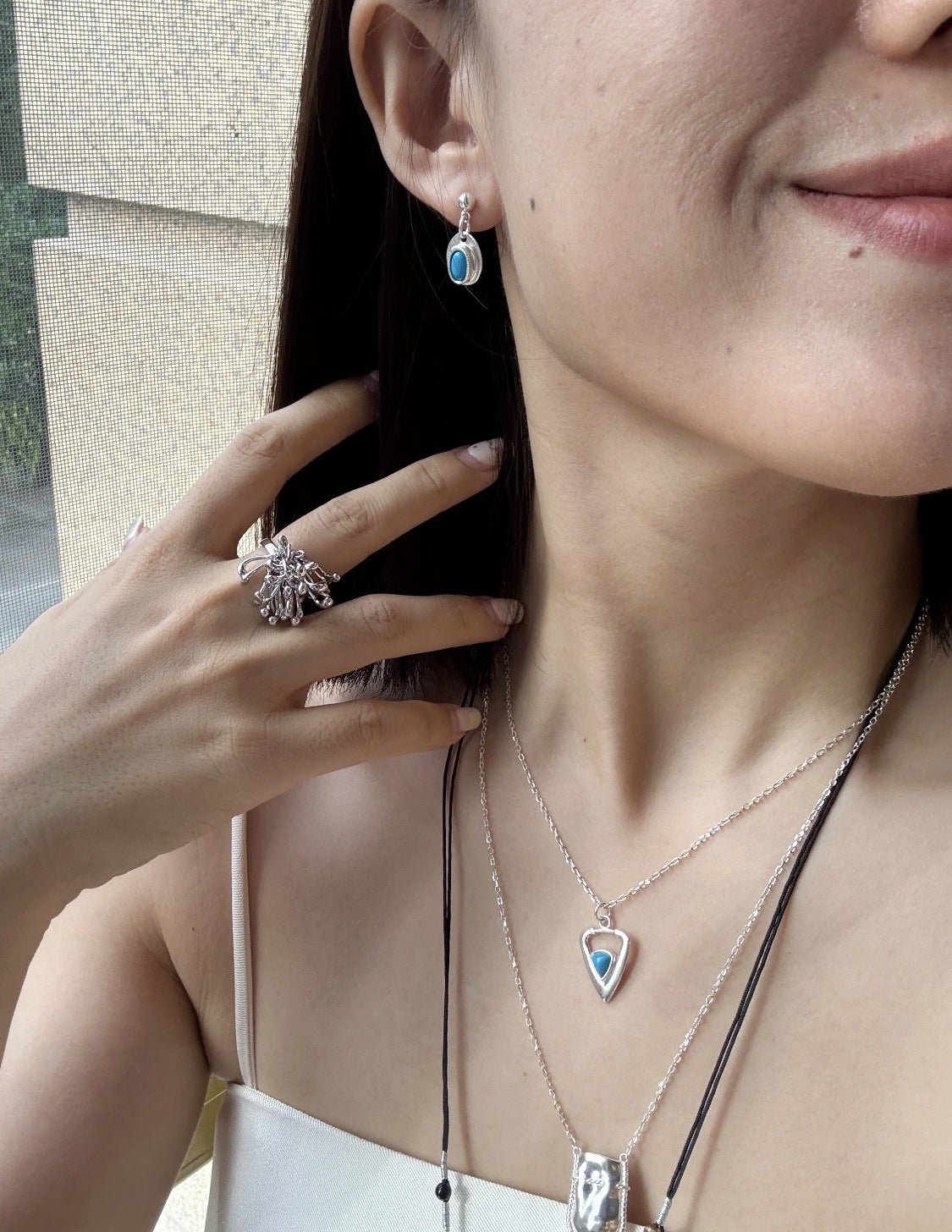 925 Sterling Silver Oval Turquoise Earrings - floysun