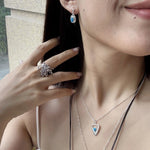 925 Sterling Silver Oval Turquoise Earrings - floysun