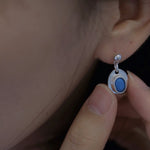 925 Sterling Silver Oval Turquoise Earrings - floysun