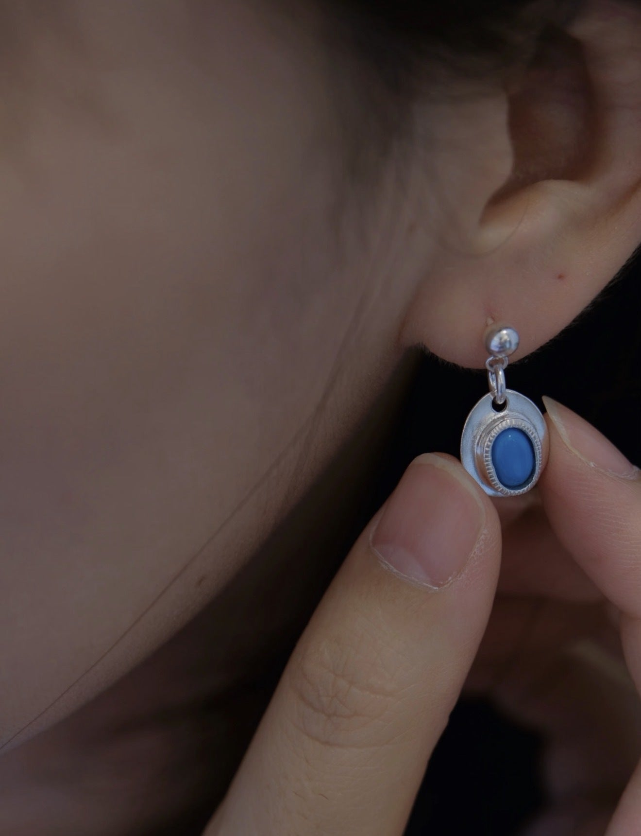 925 Sterling Silver Oval Turquoise Earrings - floysun