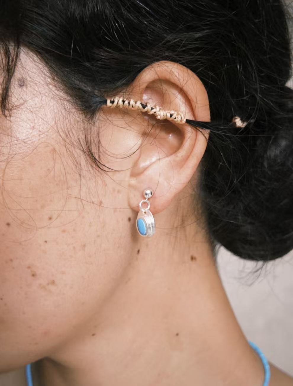 925 Sterling Silver Oval Turquoise Earrings - floysun