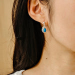 925 Sterling Silver Oval Turquoise Earrings - floysun