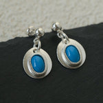 925 Sterling Silver Oval Turquoise Earrings - floysun