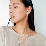 925 Sterling Silver Oval Turquoise Earrings - floysun