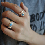 925 Sterling Silver Oval Turquoise Ring - floysun