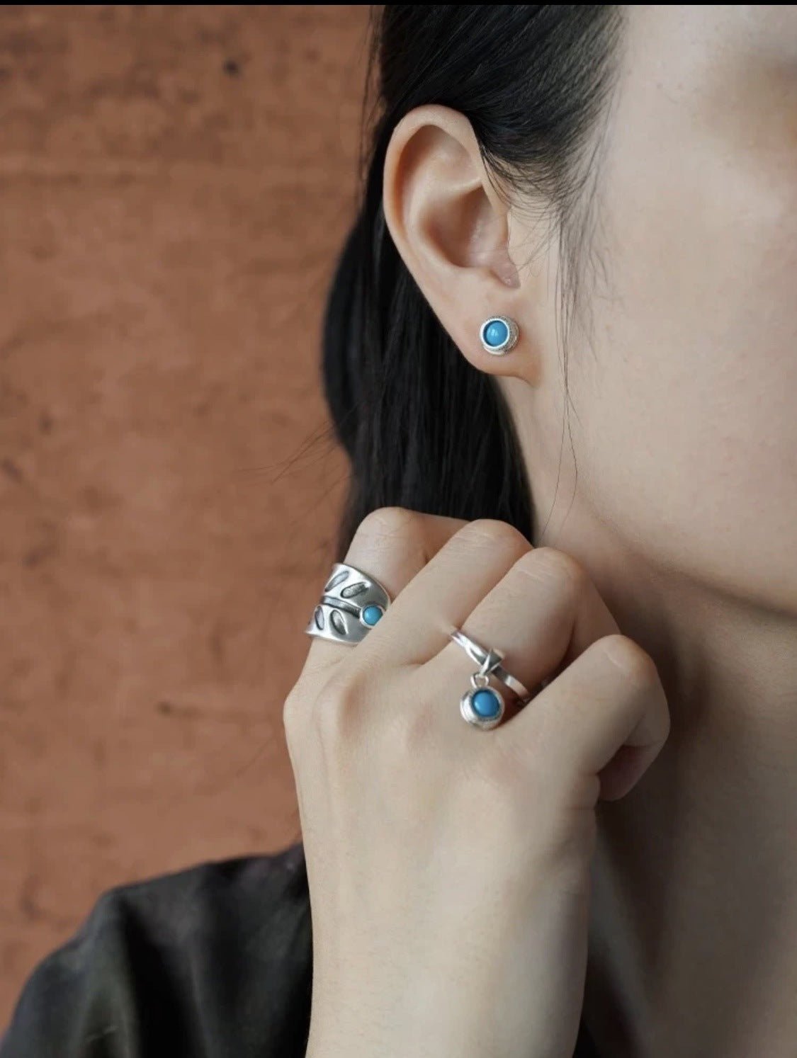 925 Sterling Silver Oval Turquoise Ring - floysun