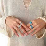 925 Sterling Silver Oval Turquoise Ring - floysun