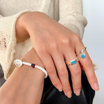 925 Sterling Silver Oval Turquoise Ring - floysun