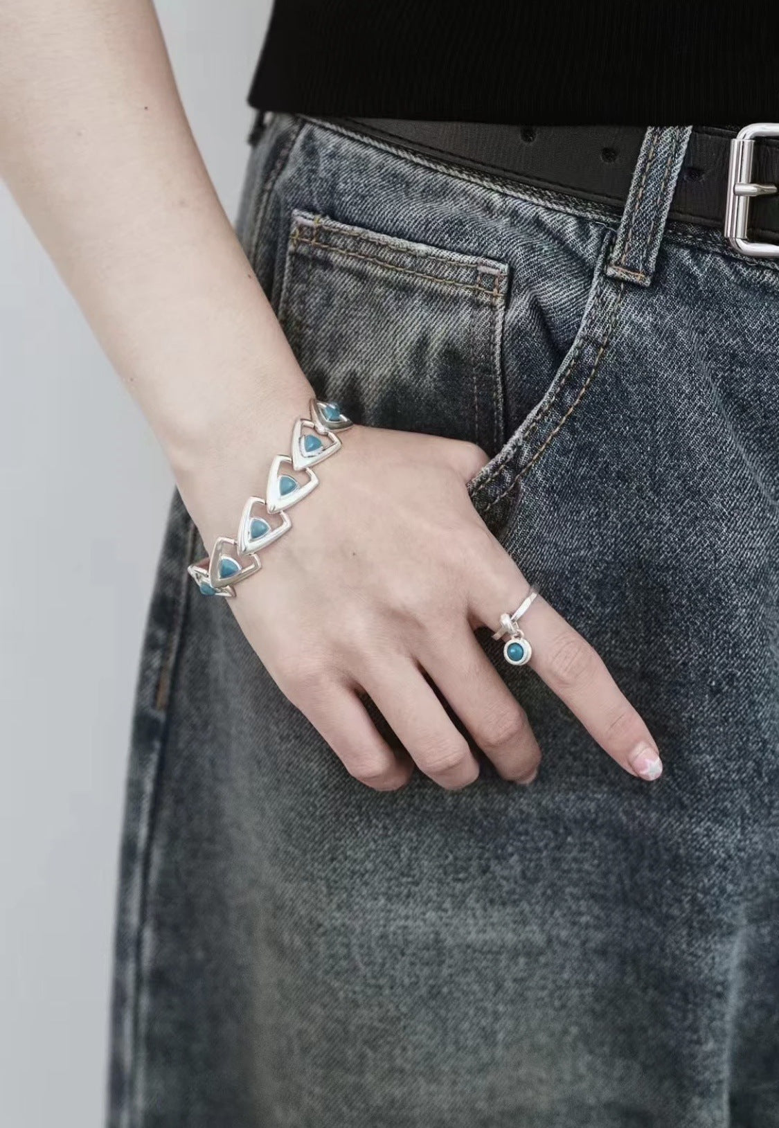 925 Sterling Silver Oval Turquoise Ring - floysun