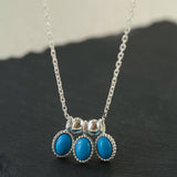 925 Sterling Silver Oval Turquoise Tassel Necklace - floysun