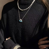 925 Sterling Silver Oval Turquoise Tassel Necklace - floysun