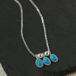 925 Sterling Silver Oval Turquoise Tassel Necklace - floysun