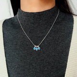 925 Sterling Silver Oval Turquoise Tassel Necklace - floysun