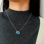 925 Sterling Silver Oval Turquoise Tassel Necklace - floysun